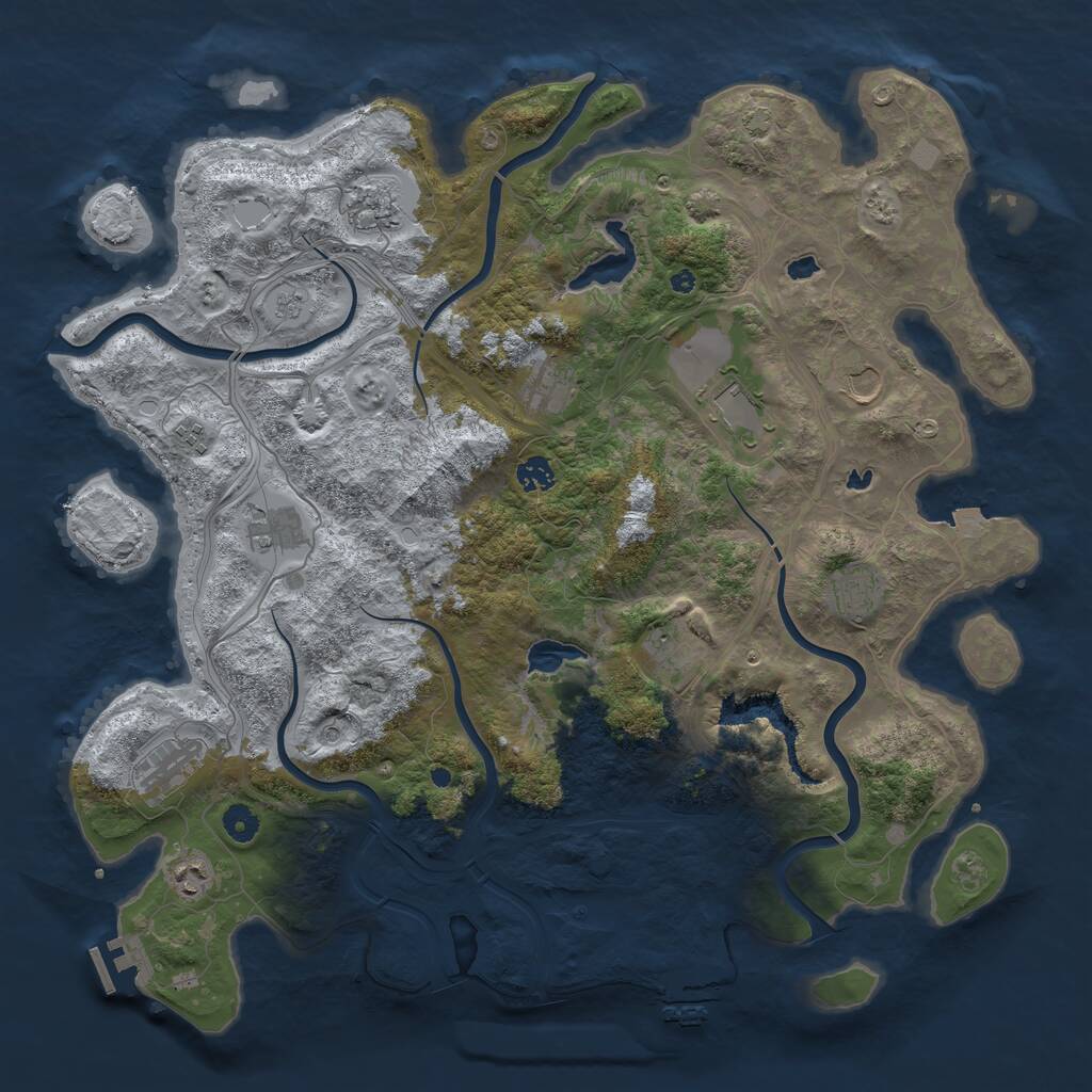Rust Map: Procedural Map, Size: 4500, Seed: 268955294, 17 Monuments