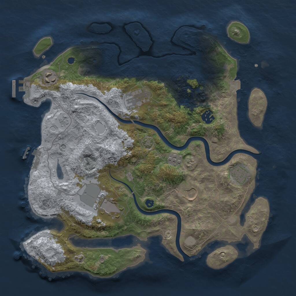 Rust Map: Procedural Map, Size: 3500, Seed: 25422, 13 Monuments