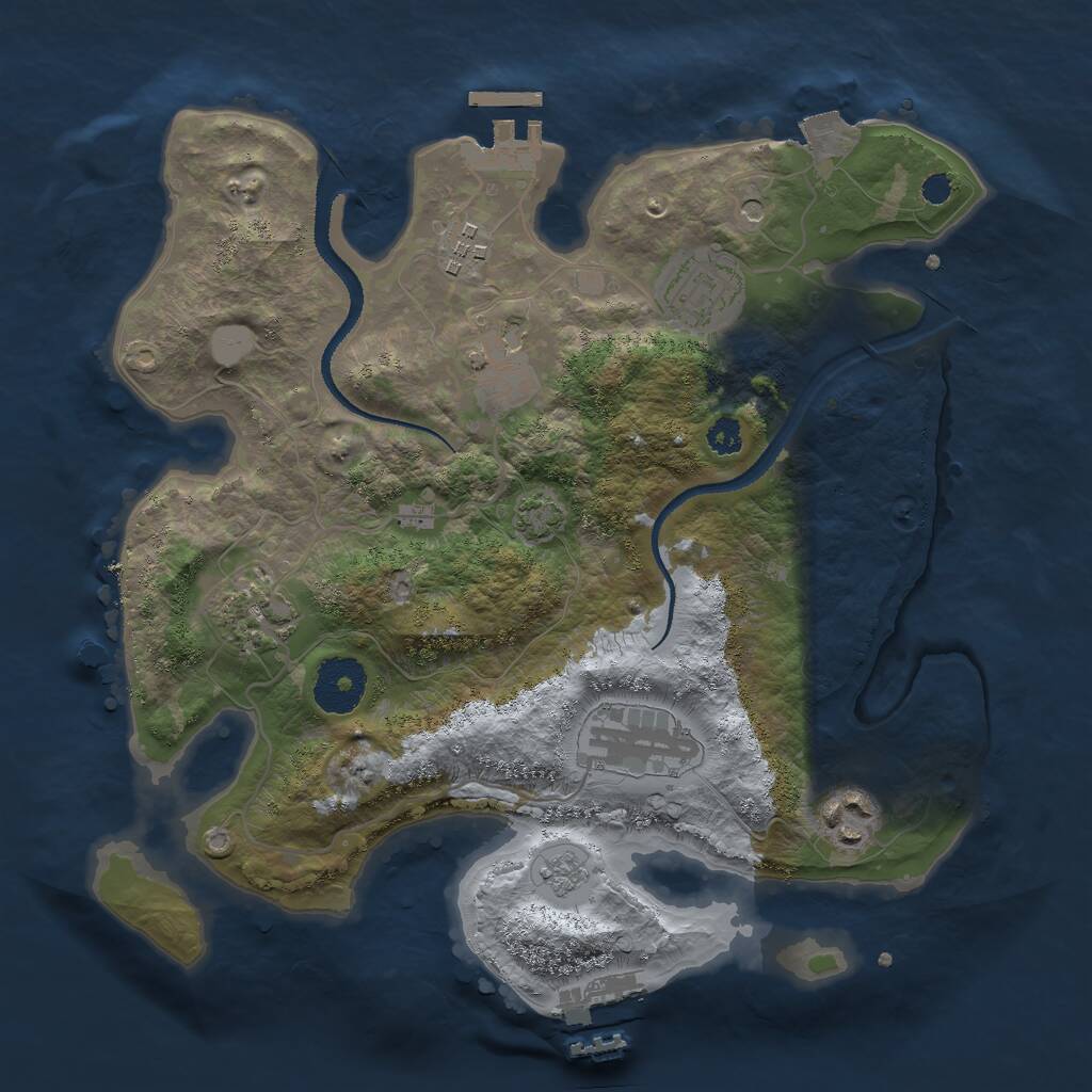 Rust Map: Procedural Map, Size: 3000, Seed: 56519, 12 Monuments