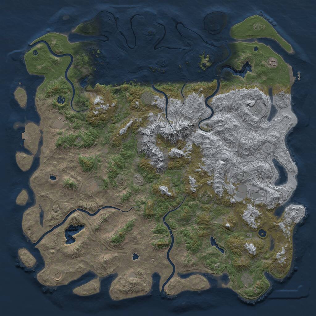 Rust Map: Procedural Map, Size: 6000, Seed: 583274397, 17 Monuments