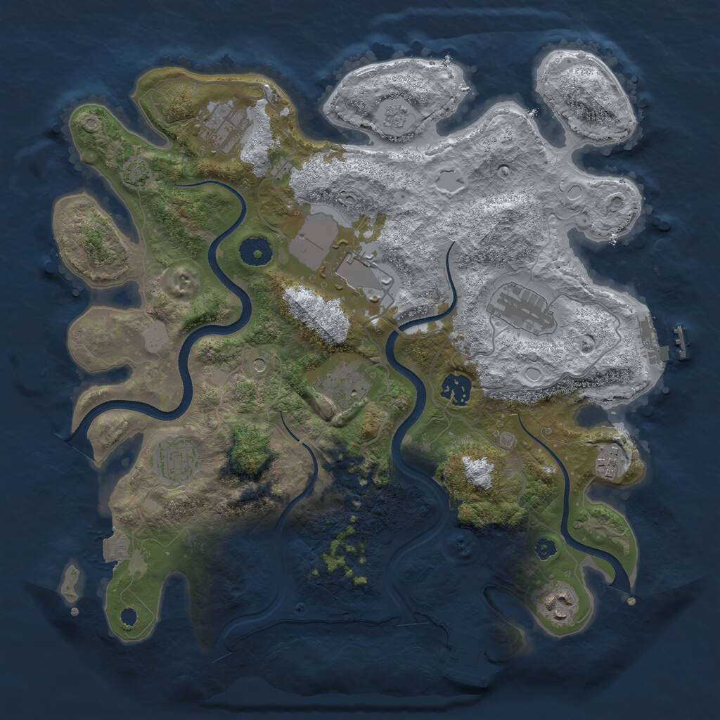 Rust Map: Procedural Map, Size: 3500, Seed: 58474, 14 Monuments