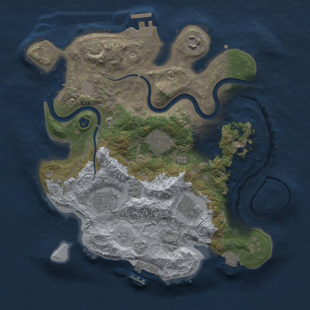 Rust Map: Procedural Map, Size: 3000, Seed: 732223478, 11 Monuments