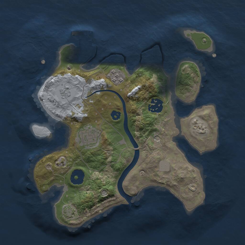 Rust Map: Procedural Map, Size: 2500, Seed: 294673789, 8 Monuments