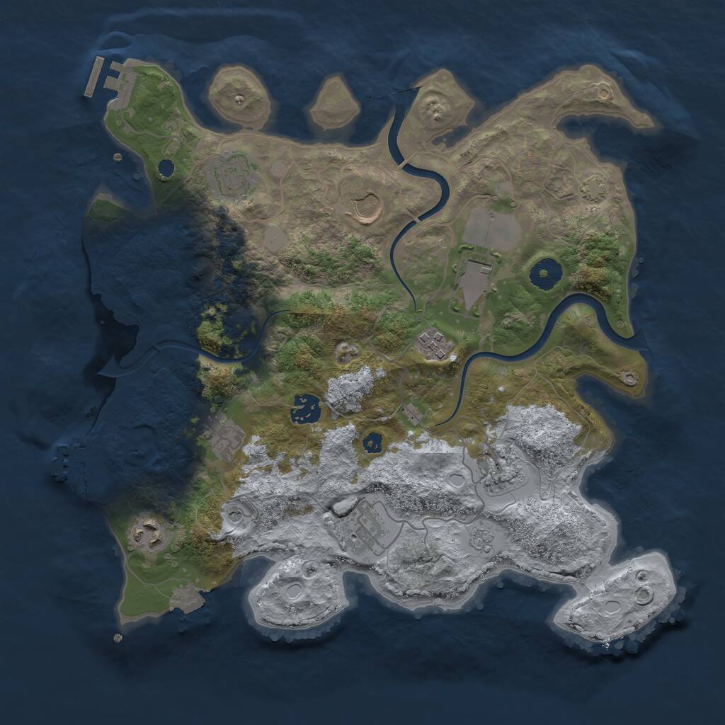 Rust Map: Procedural Map, Size: 3500, Seed: 1603250293, 15 Monuments