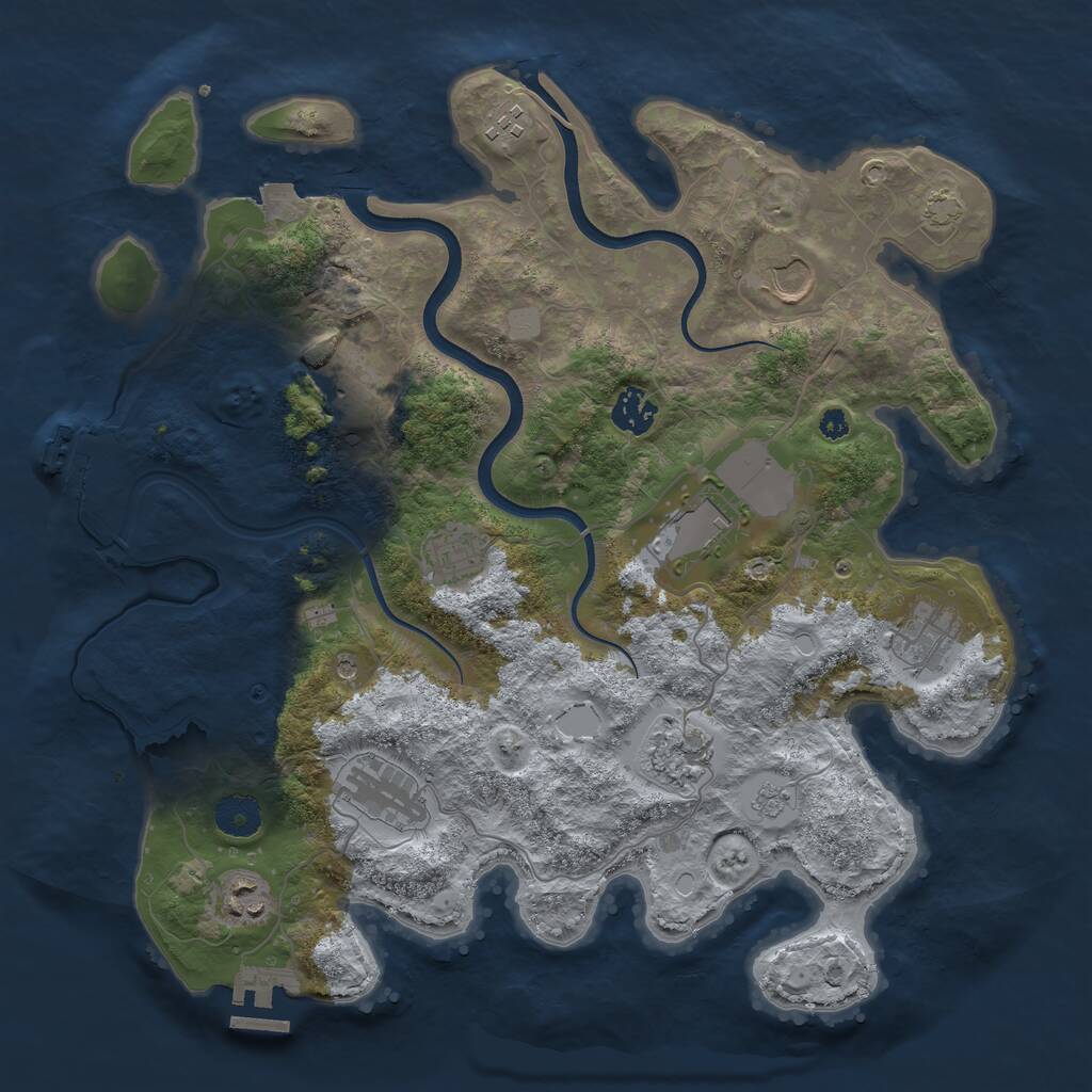 Rust Map: Procedural Map, Size: 3700, Seed: 143540878, 16 Monuments