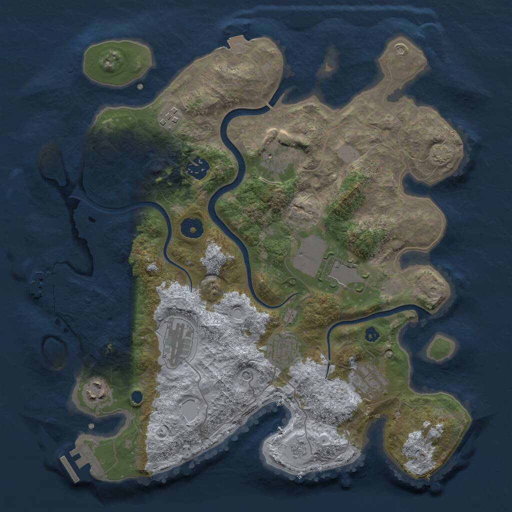 Rust Map: Procedural Map, Size: 3500, Seed: 578689, 14 Monuments