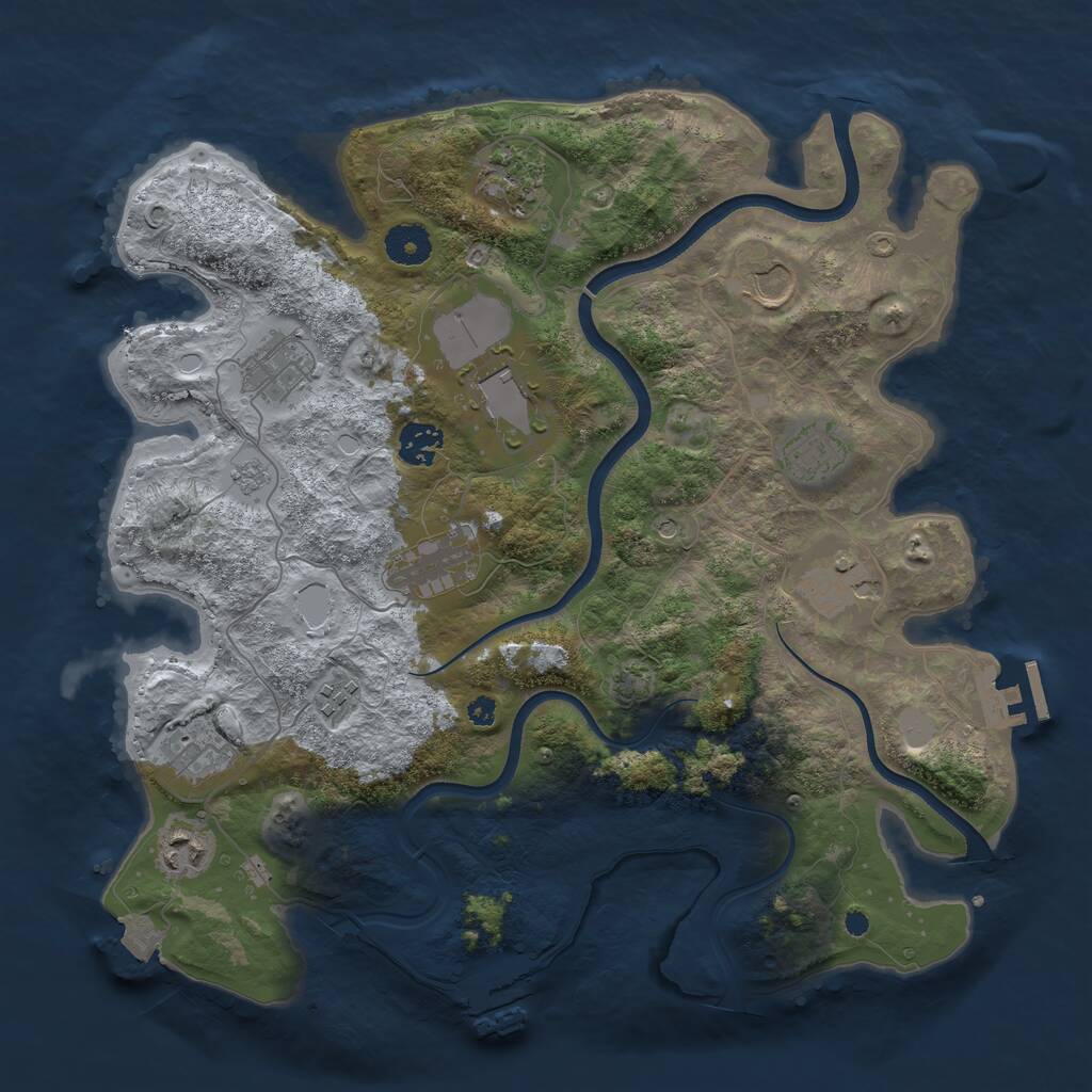 Rust Map: Procedural Map, Size: 3700, Seed: 561597047, 17 Monuments