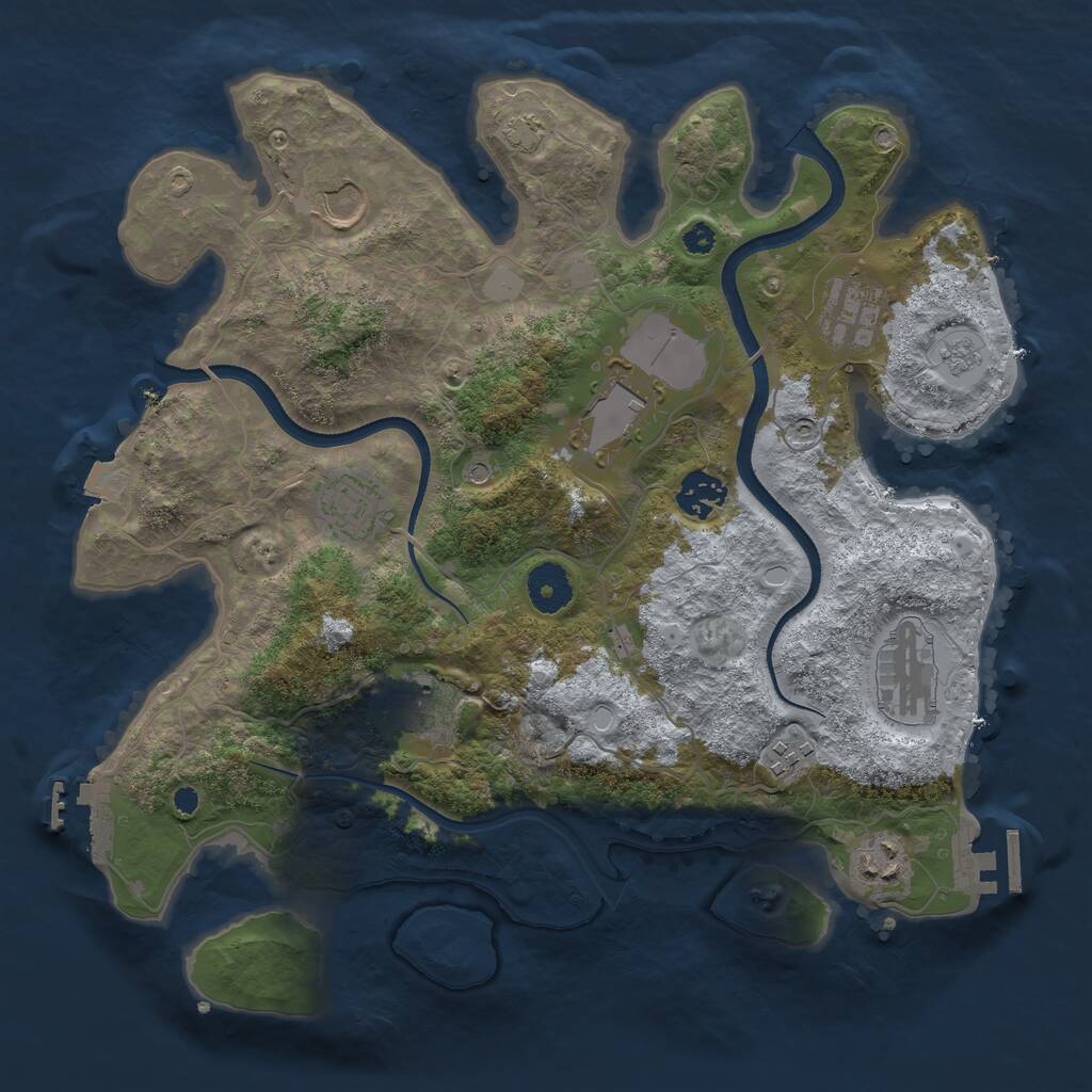 Rust Map: Procedural Map, Size: 3500, Seed: 1222262307, 15 Monuments