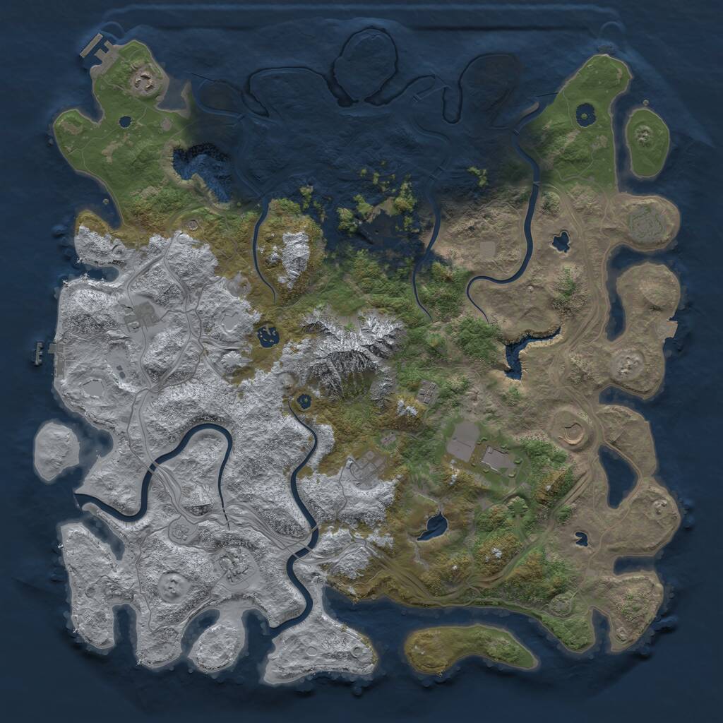 Rust Map: Procedural Map, Size: 5000, Seed: 2052805511, 16 Monuments