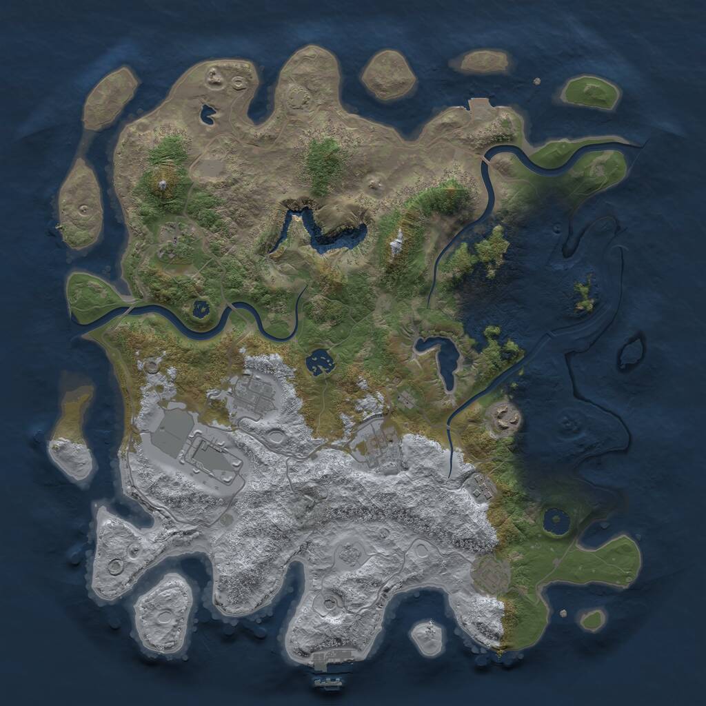 Rust Map: Procedural Map, Size: 4000, Seed: 1335094645, 13 Monuments