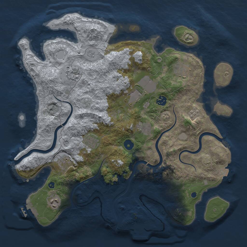 Rust Map: Procedural Map, Size: 3700, Seed: 947984644, 15 Monuments