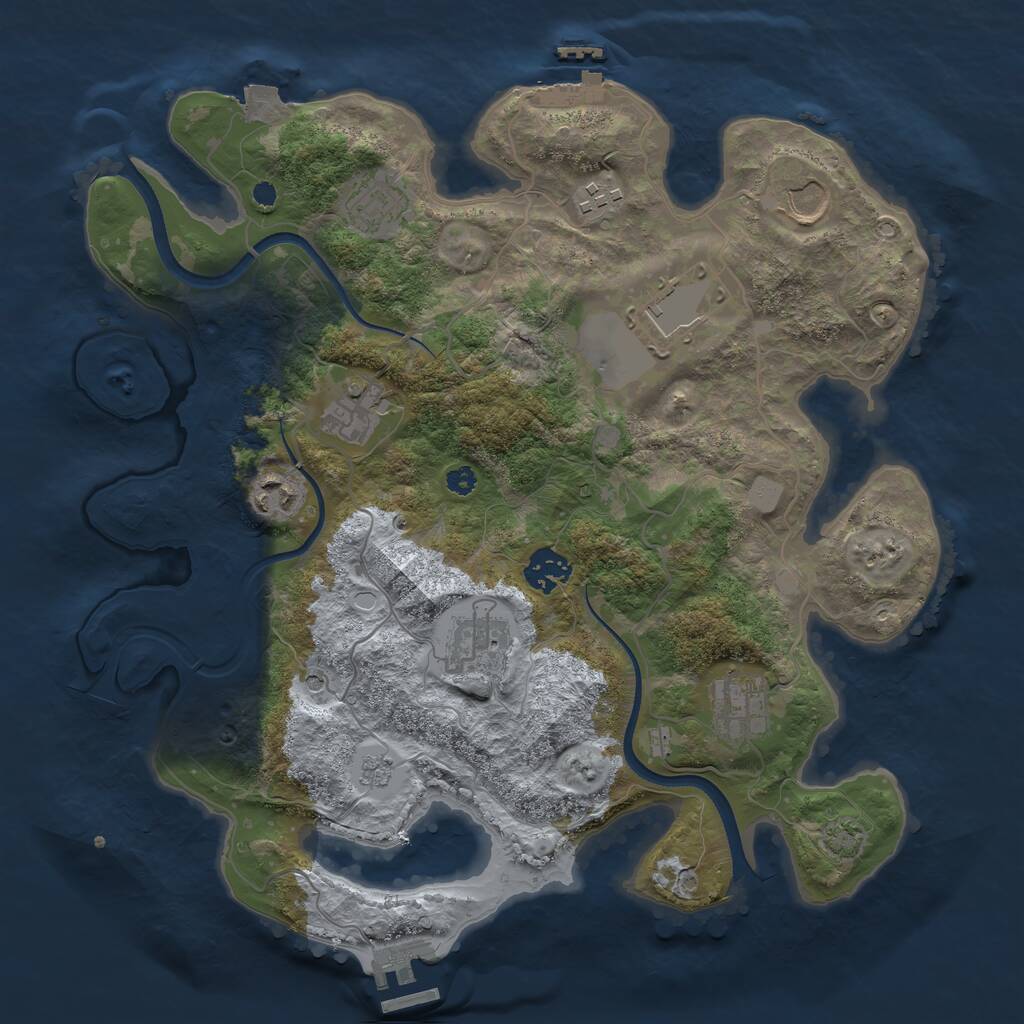 Rust Map: Procedural Map, Size: 3500, Seed: 6549695, 15 Monuments