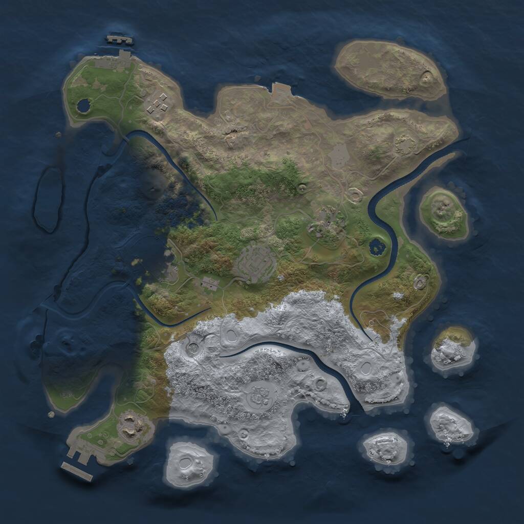 Rust Map: Procedural Map, Size: 3200, Seed: 666274, 11 Monuments
