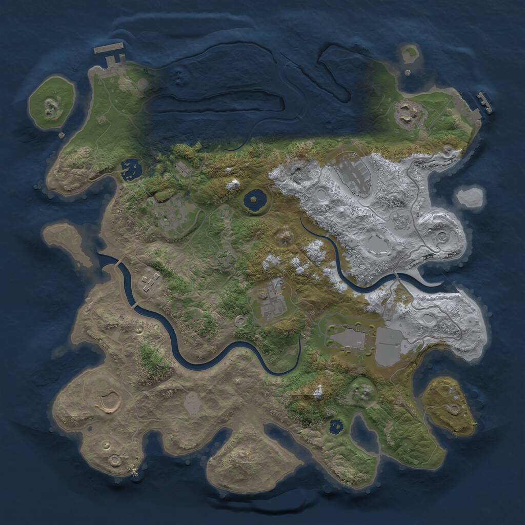 Rust Map: Procedural Map, Size: 3600, Seed: 945097, 14 Monuments