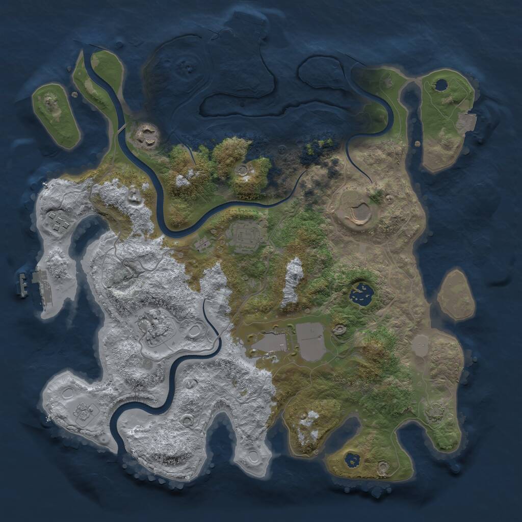 Rust Map: Procedural Map, Size: 3500, Seed: 723418, 13 Monuments