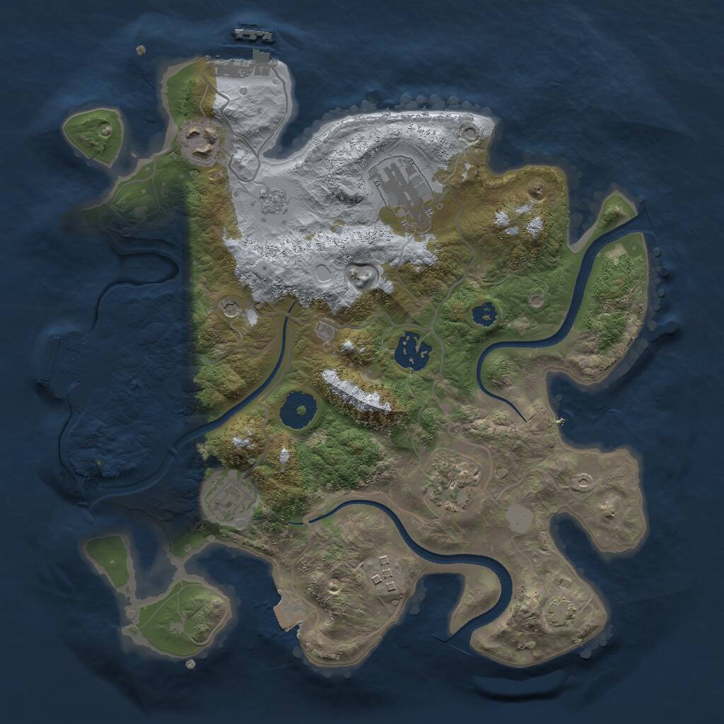 Rust Map: Procedural Map, Size: 3000, Seed: 20263439, 12 Monuments