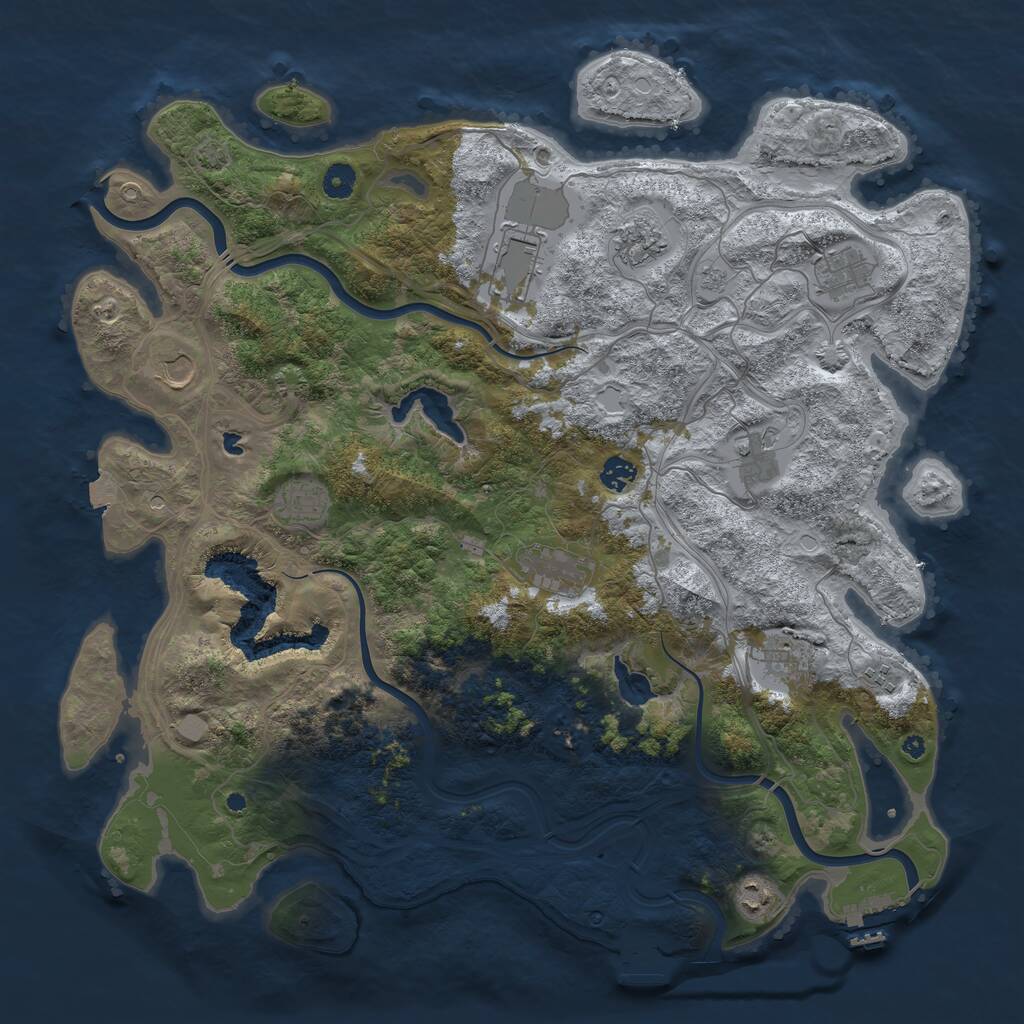 Rust Map: Procedural Map, Size: 4500, Seed: 191817129, 17 Monuments