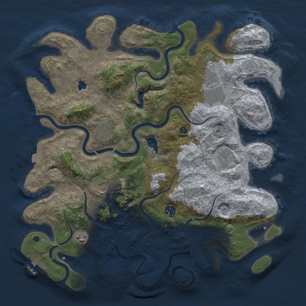 Rust Map: Procedural Map, Size: 4096, Seed: 645701715, 12 Monuments