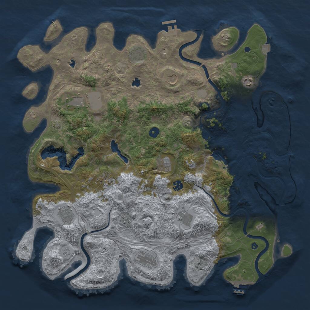 Rust Map: Procedural Map, Size: 4500, Seed: 47714913, 17 Monuments