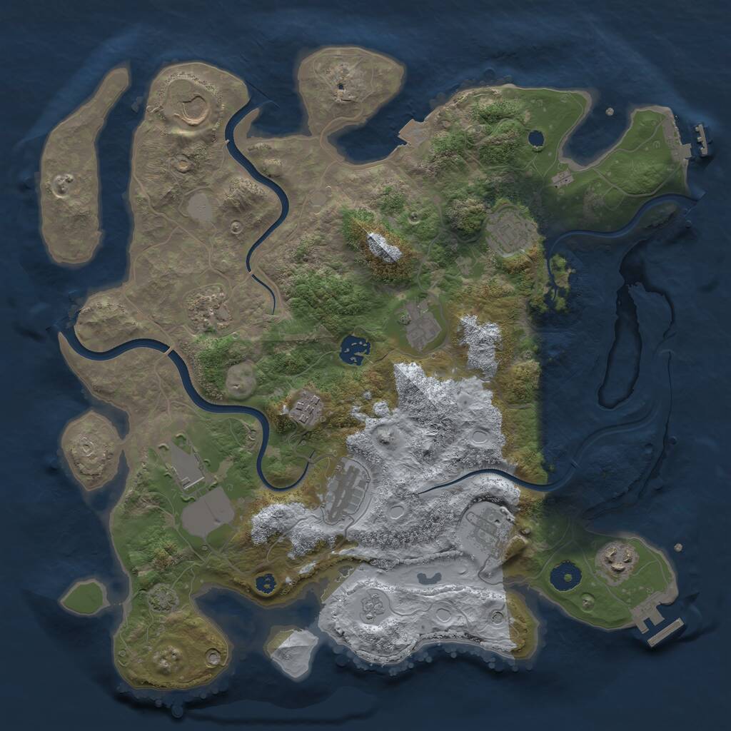 Rust Map: Procedural Map, Size: 3700, Seed: 1573, 16 Monuments