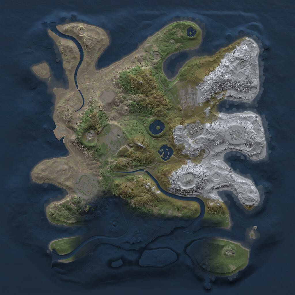 Rust Map: Procedural Map, Size: 3000, Seed: 35485, 8 Monuments