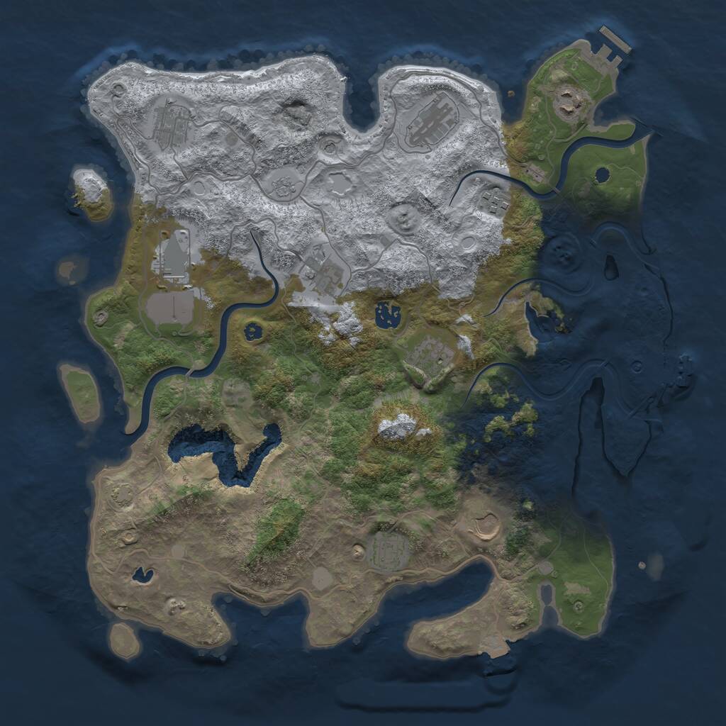 Rust Map: Procedural Map, Size: 4000, Seed: 1224789586, 16 Monuments