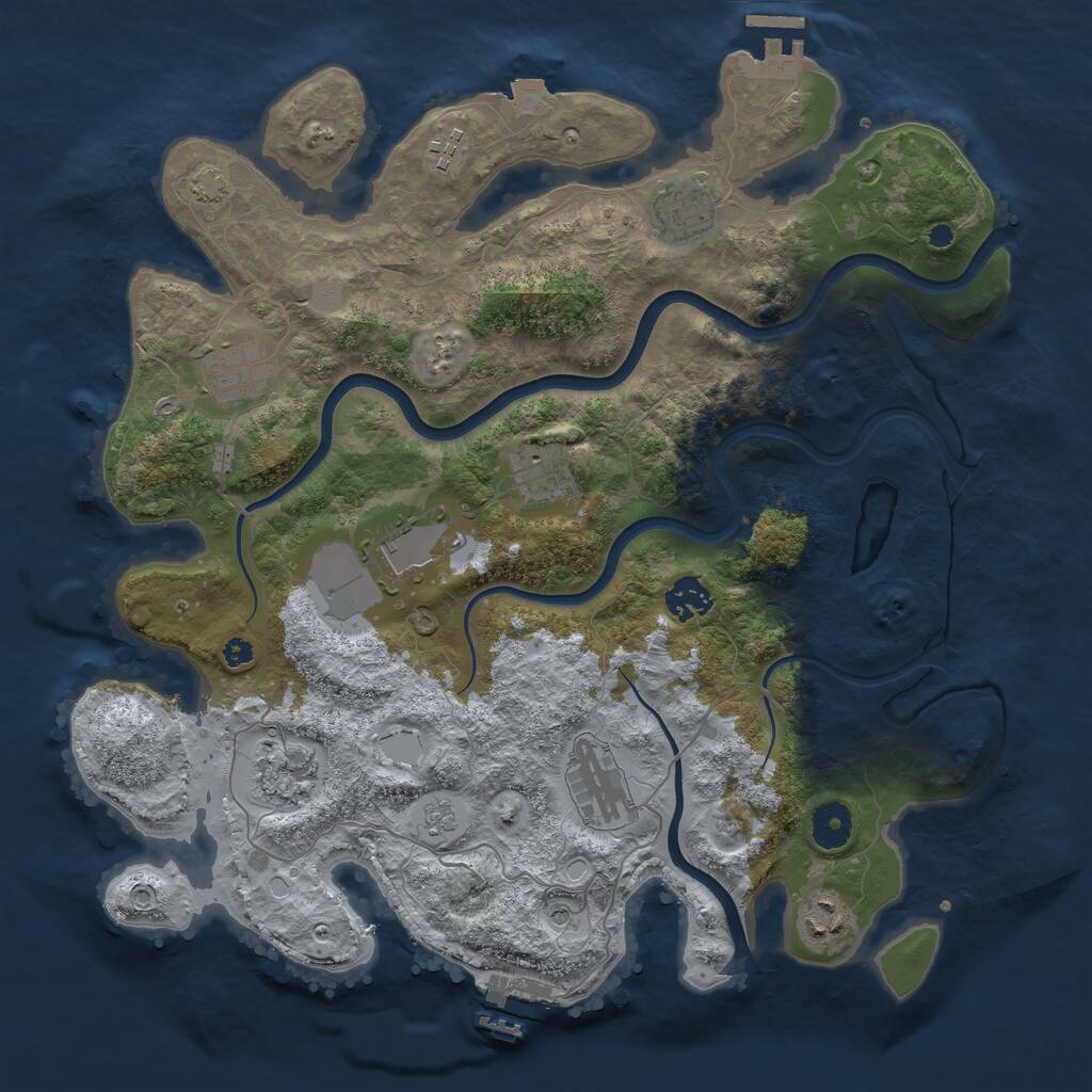 Rust Map: Procedural Map, Size: 3750, Seed: 319855939, 15 Monuments