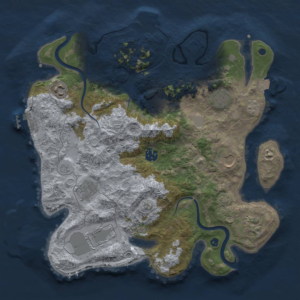 Rust Map: Procedural Map, Size: 3500, Seed: 665647351, 15 Monuments