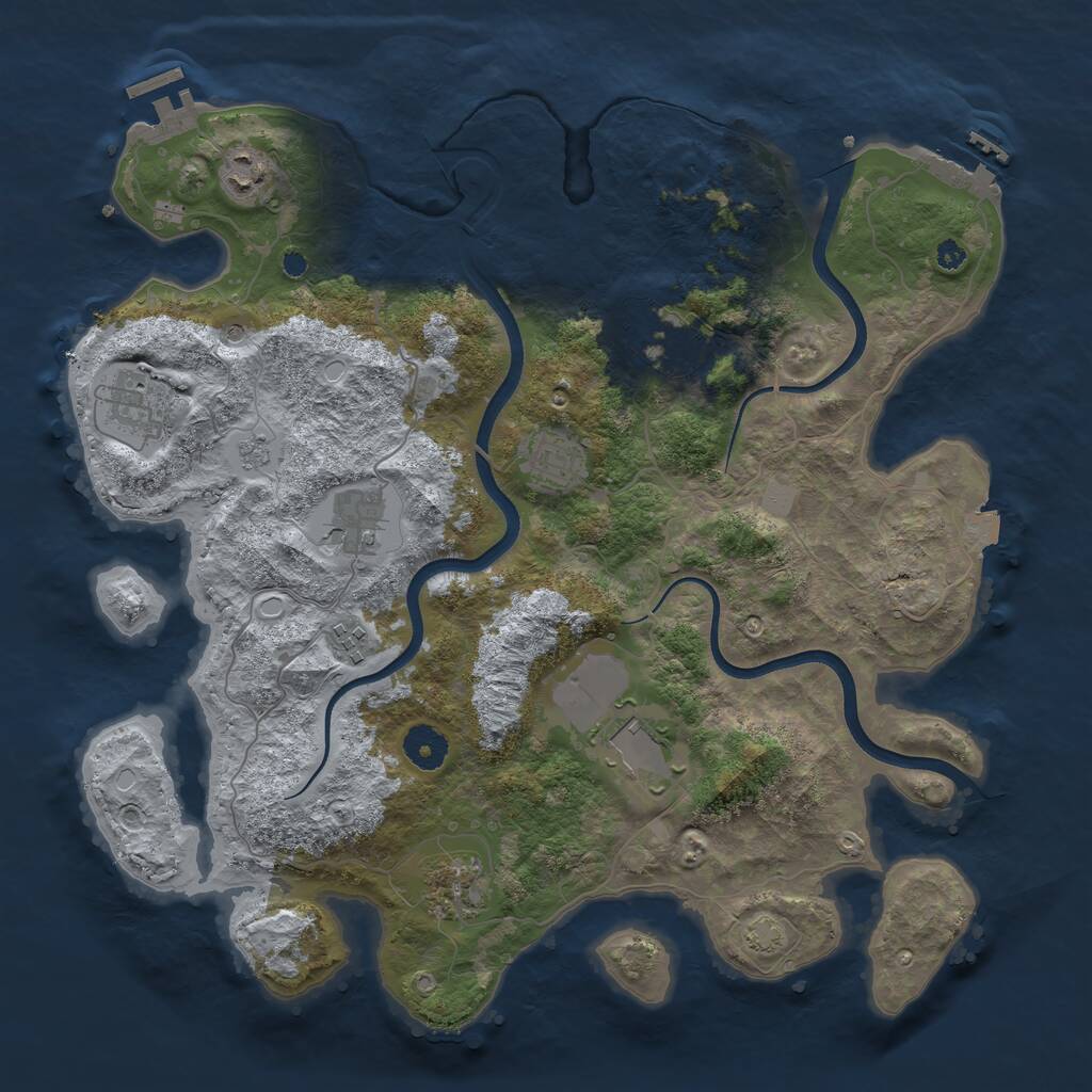 Rust Map: Procedural Map, Size: 3750, Seed: 1625811314, 14 Monuments