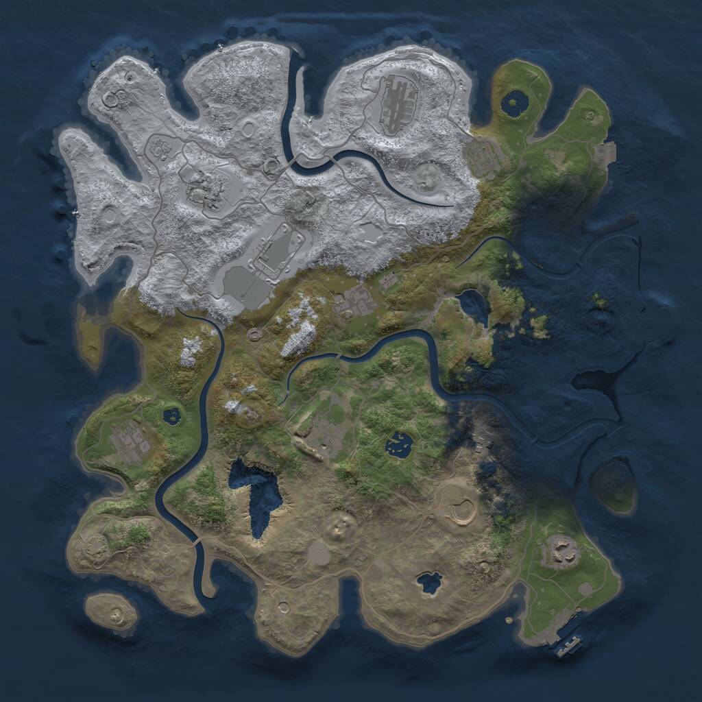 Rust Map: Procedural Map, Size: 4000, Seed: 928218186, 17 Monuments