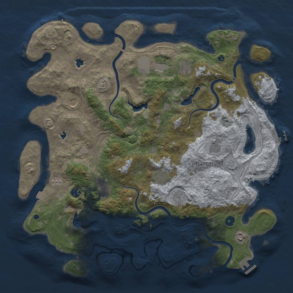 Rust Map: Procedural Map, Size: 4500, Seed: 2077168794, 16 Monuments