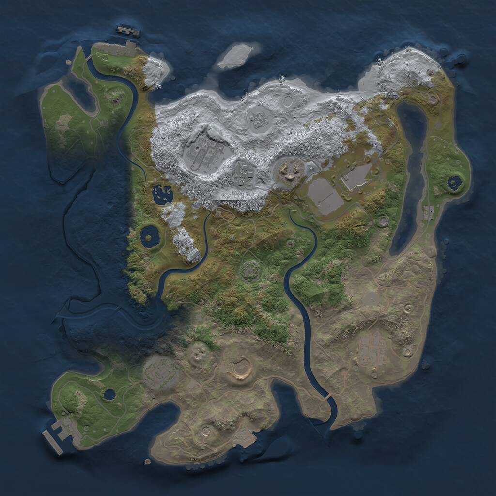 Rust Map: Procedural Map, Size: 3500, Seed: 238262374, 14 Monuments