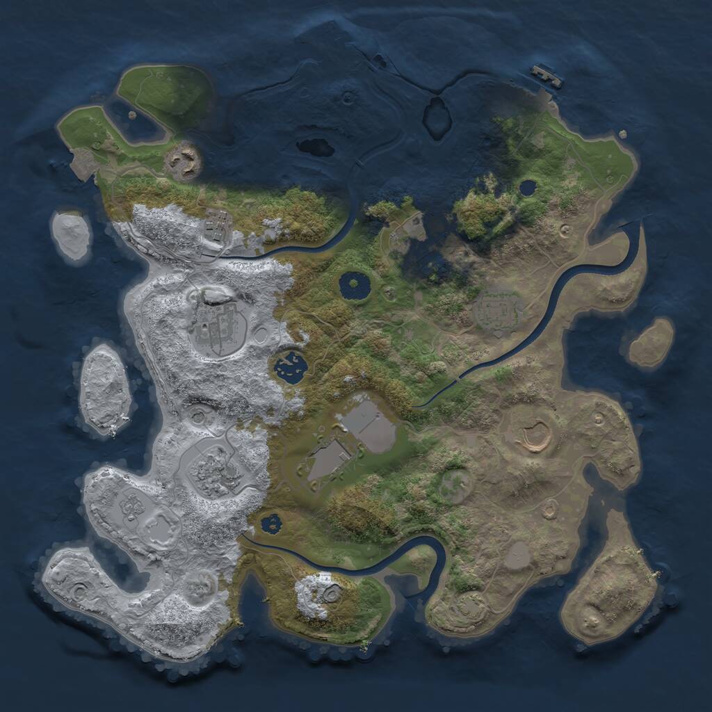Rust Map: Procedural Map, Size: 3500, Seed: 1530069850, 15 Monuments