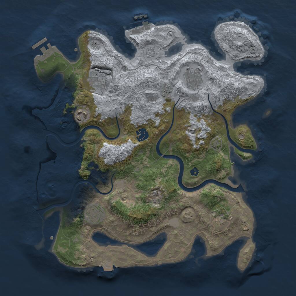 Rust Map: Procedural Map, Size: 3500, Seed: 712076015, 13 Monuments