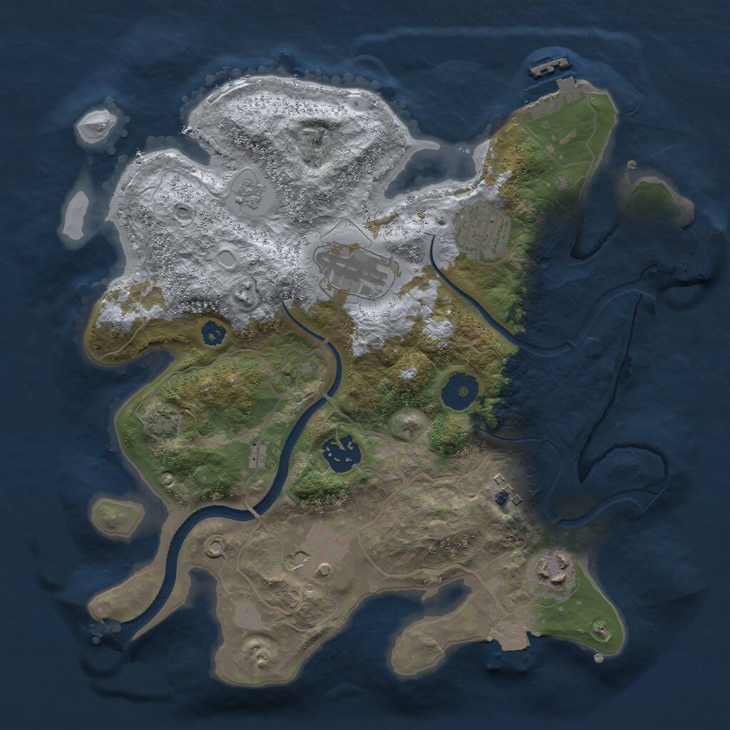 Rust Map: Procedural Map, Size: 3000, Seed: 791389779, 11 Monuments