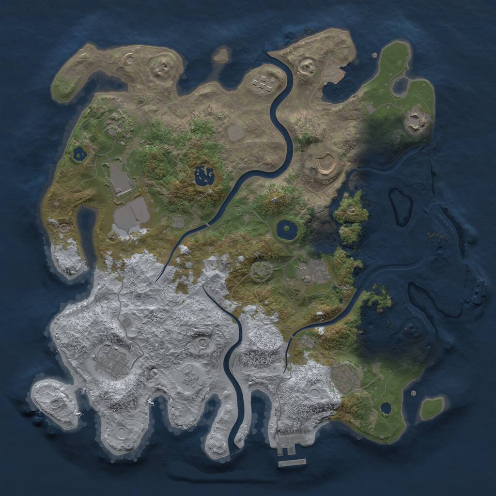 Rust Map: Procedural Map, Size: 3600, Seed: 416958137, 15 Monuments
