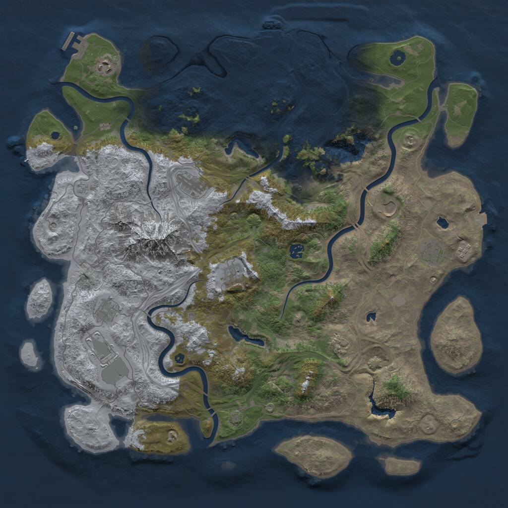 Rust Map: Procedural Map, Size: 5000, Seed: 1448, 17 Monuments