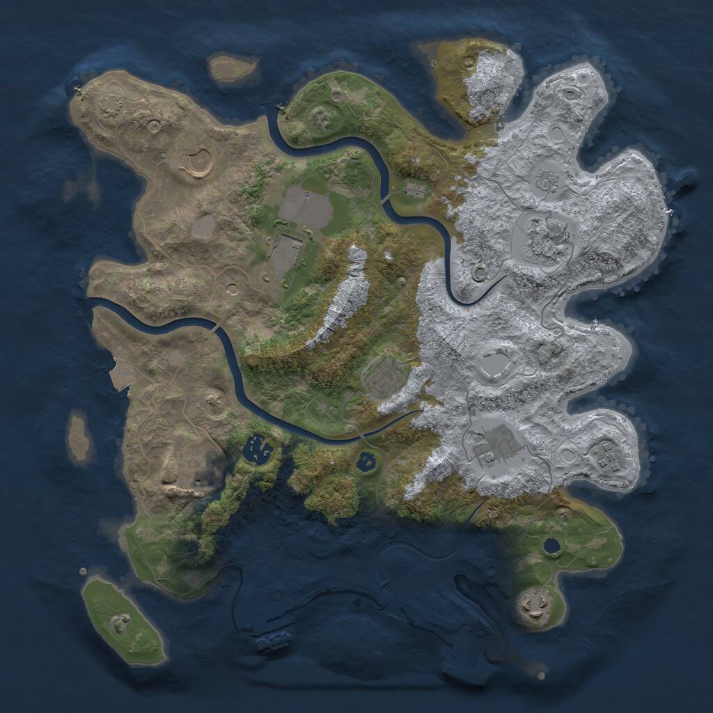 Rust Map: Procedural Map, Size: 3650, Seed: 54386771, 15 Monuments