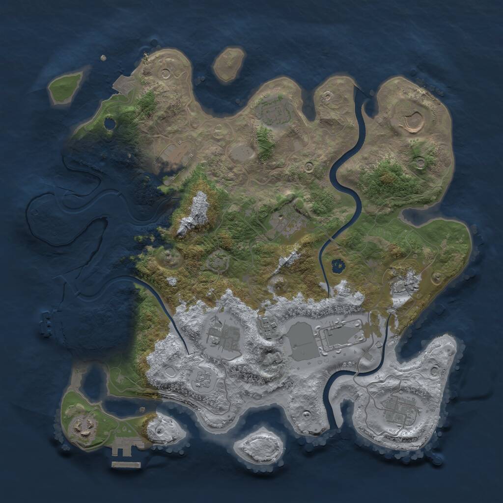 Rust Map: Procedural Map, Size: 3500, Seed: 546546, 16 Monuments