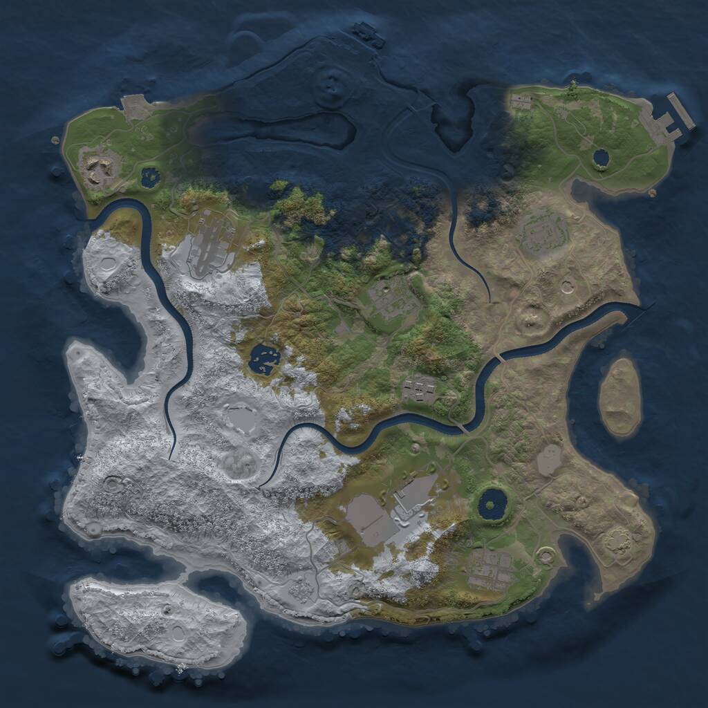 Rust Map: Procedural Map, Size: 3500, Seed: 424041744, 14 Monuments