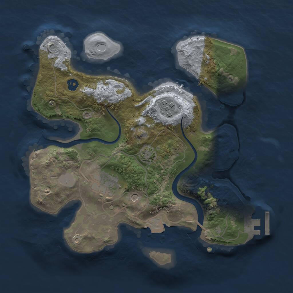 Rust Map: Procedural Map, Size: 2500, Seed: 59565, 6 Monuments