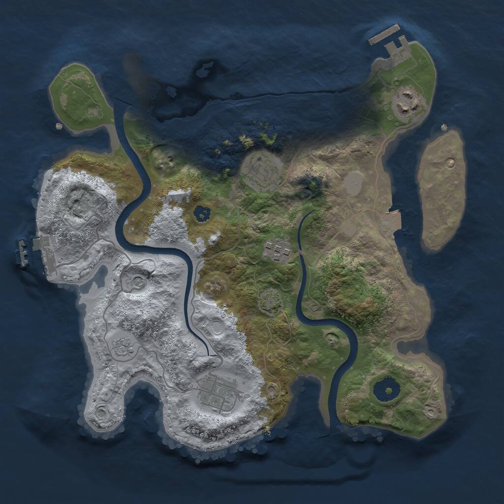Rust Map: Procedural Map, Size: 3000, Seed: 1346999660, 10 Monuments