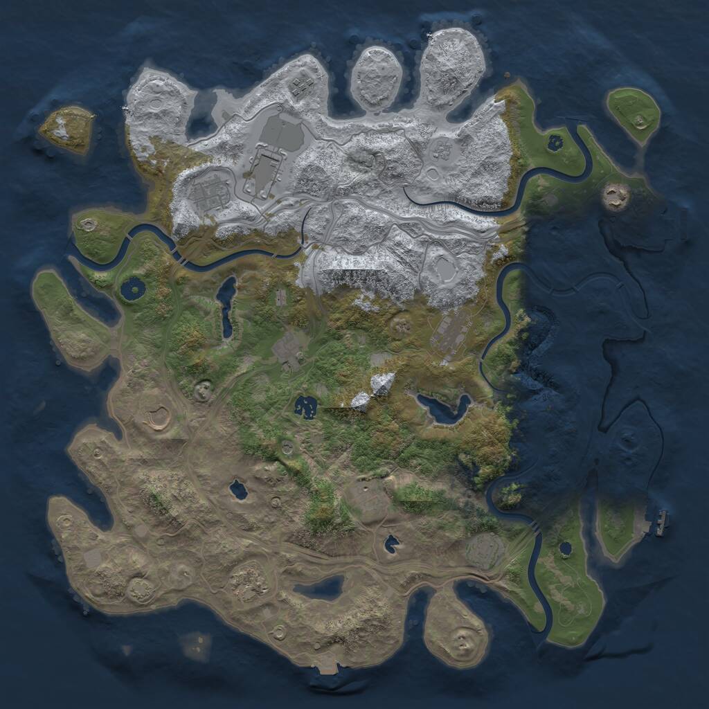 Rust Map: Procedural Map, Size: 4500, Seed: 595952897, 17 Monuments