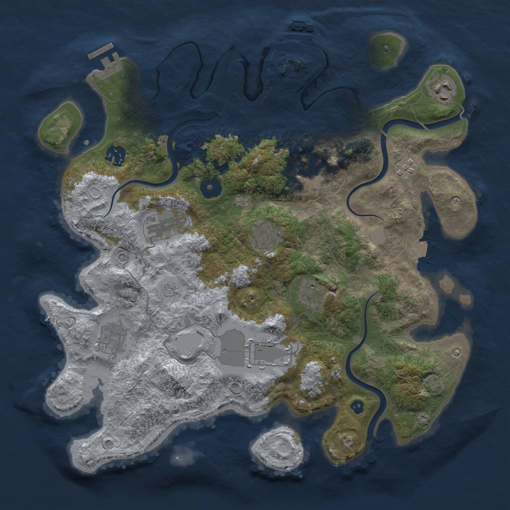 Rust Map: Procedural Map, Size: 3750, Seed: 45715, 15 Monuments