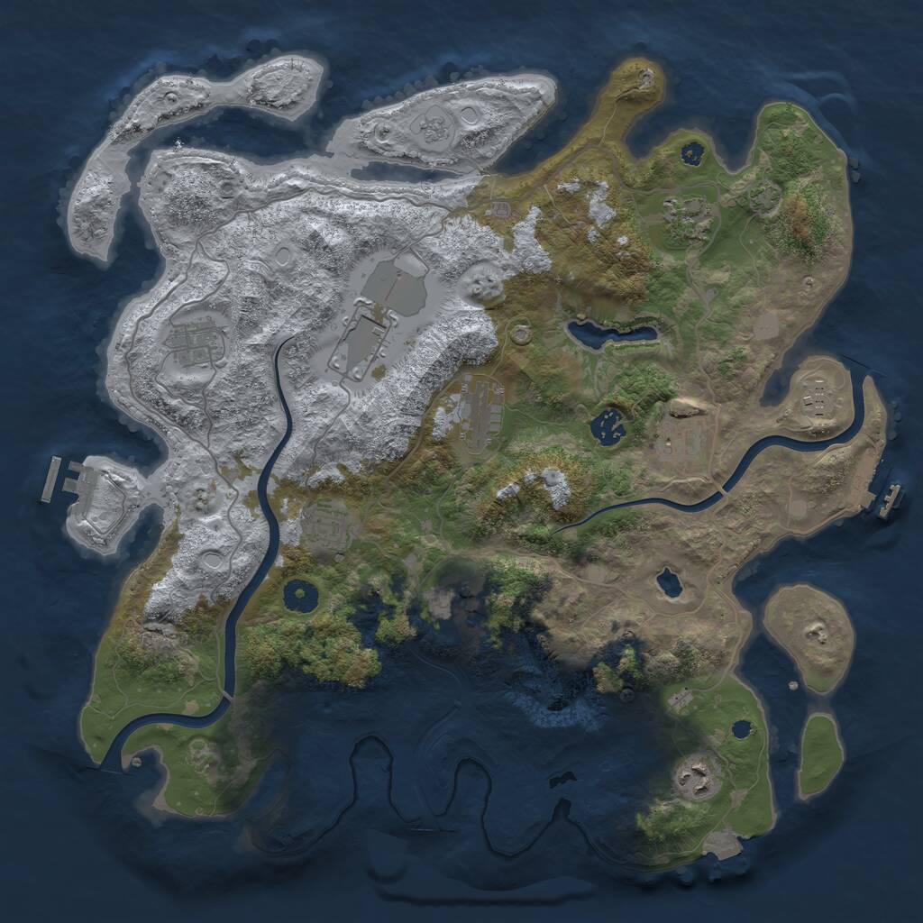 Rust Map: Procedural Map, Size: 4000, Seed: 1617, 16 Monuments