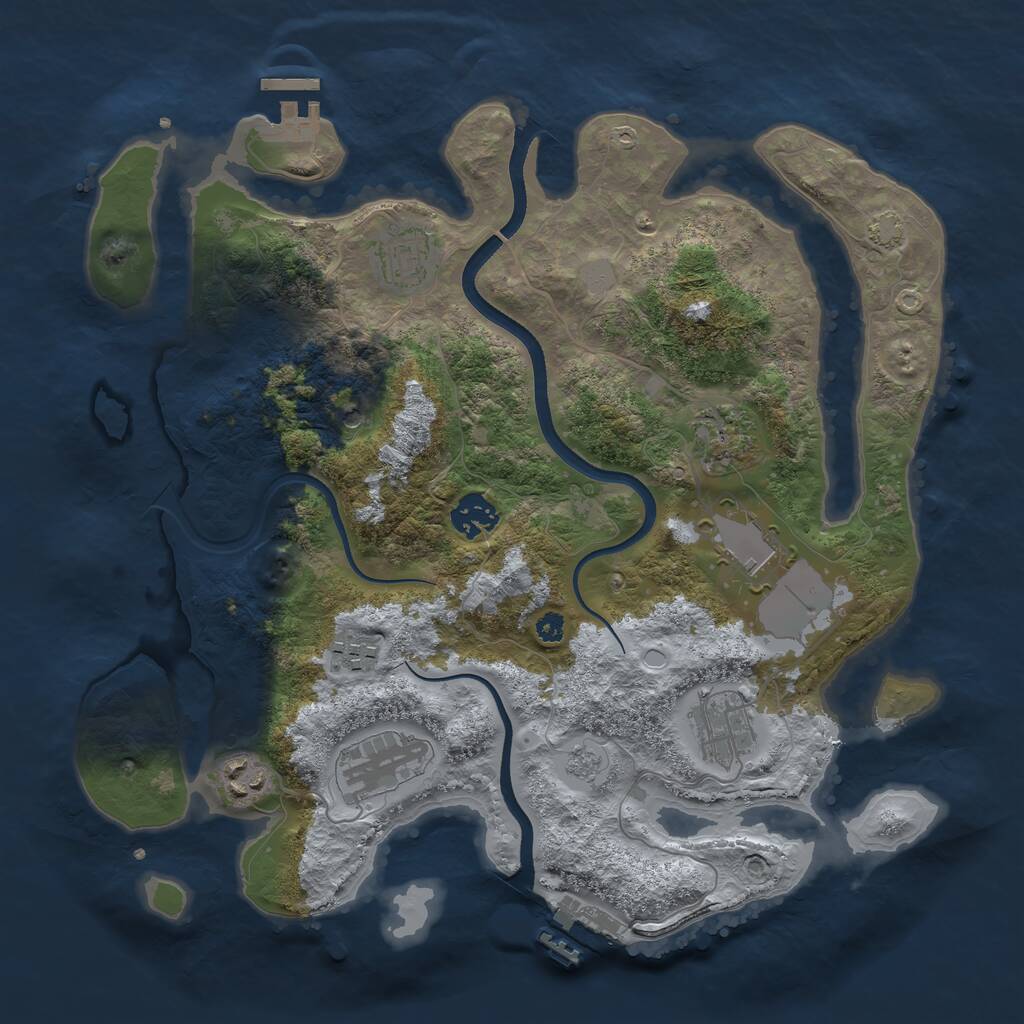 Rust Map: Procedural Map, Size: 3500, Seed: 1334725706, 14 Monuments