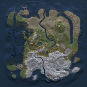 Thumbnail Rust Map: Procedural Map, Size: 3500, Seed: 1334725706, 14 Monuments