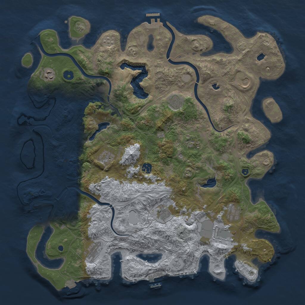 Rust Map: Procedural Map, Size: 4500, Seed: 1146691092, 17 Monuments
