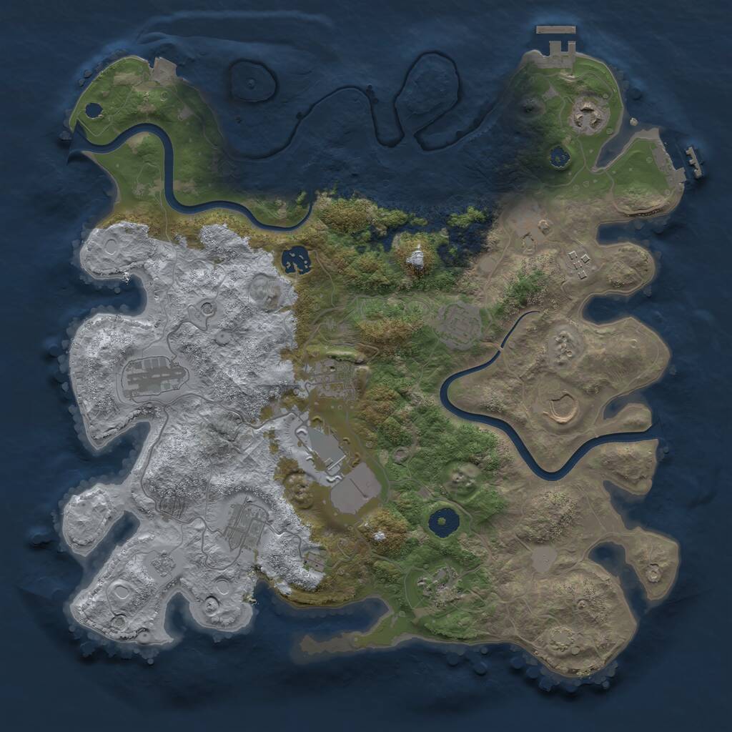 Rust Map: Procedural Map, Size: 3750, Seed: 1474815256, 17 Monuments