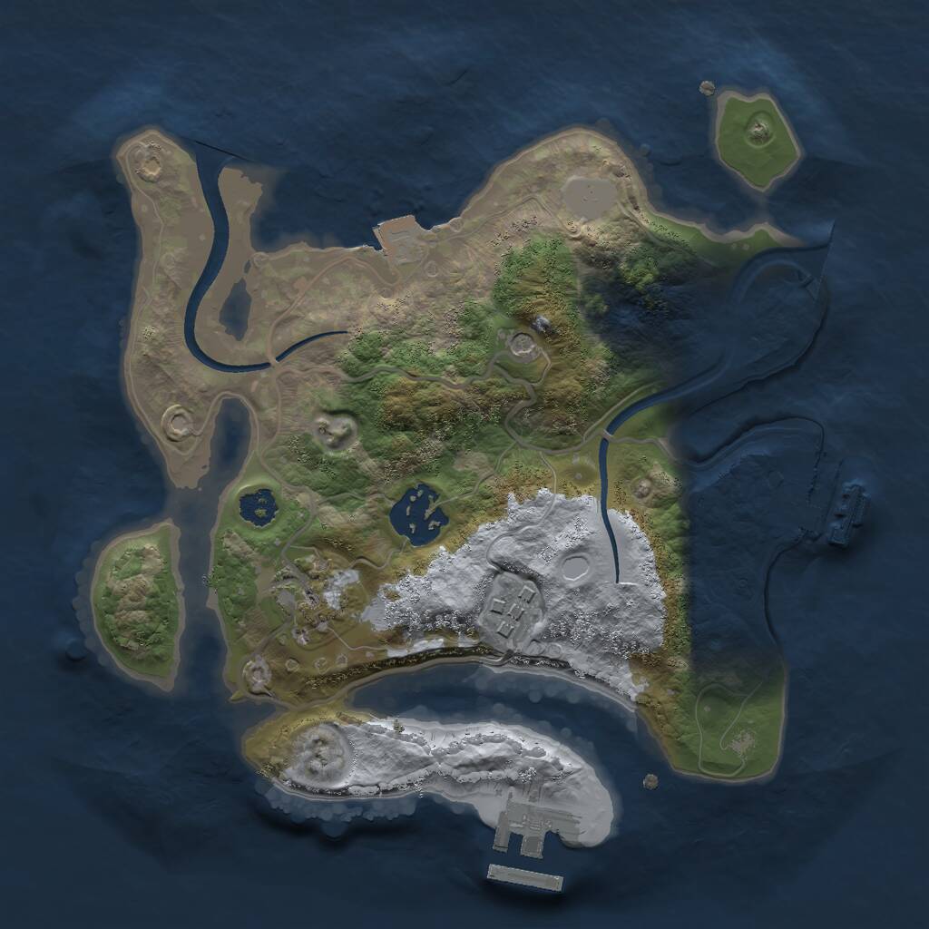 Rust Map: Procedural Map, Size: 2500, Seed: 474683291, 7 Monuments